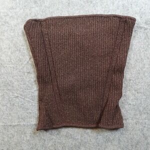 Retrofete Top Womens Extra Small Brown Metallic Ribbed Knit Bandeau Stretch